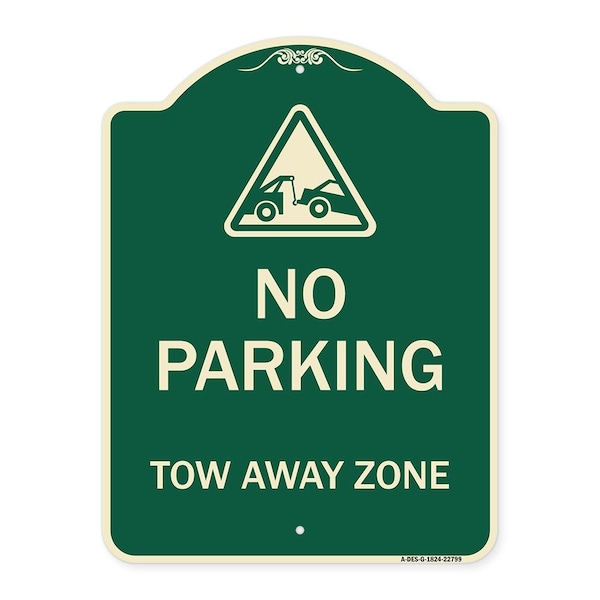 Tow Away Zone with Graphic Heavy-Gauge Aluminum Architectural Sign, 24" x 18", G-1824-22799